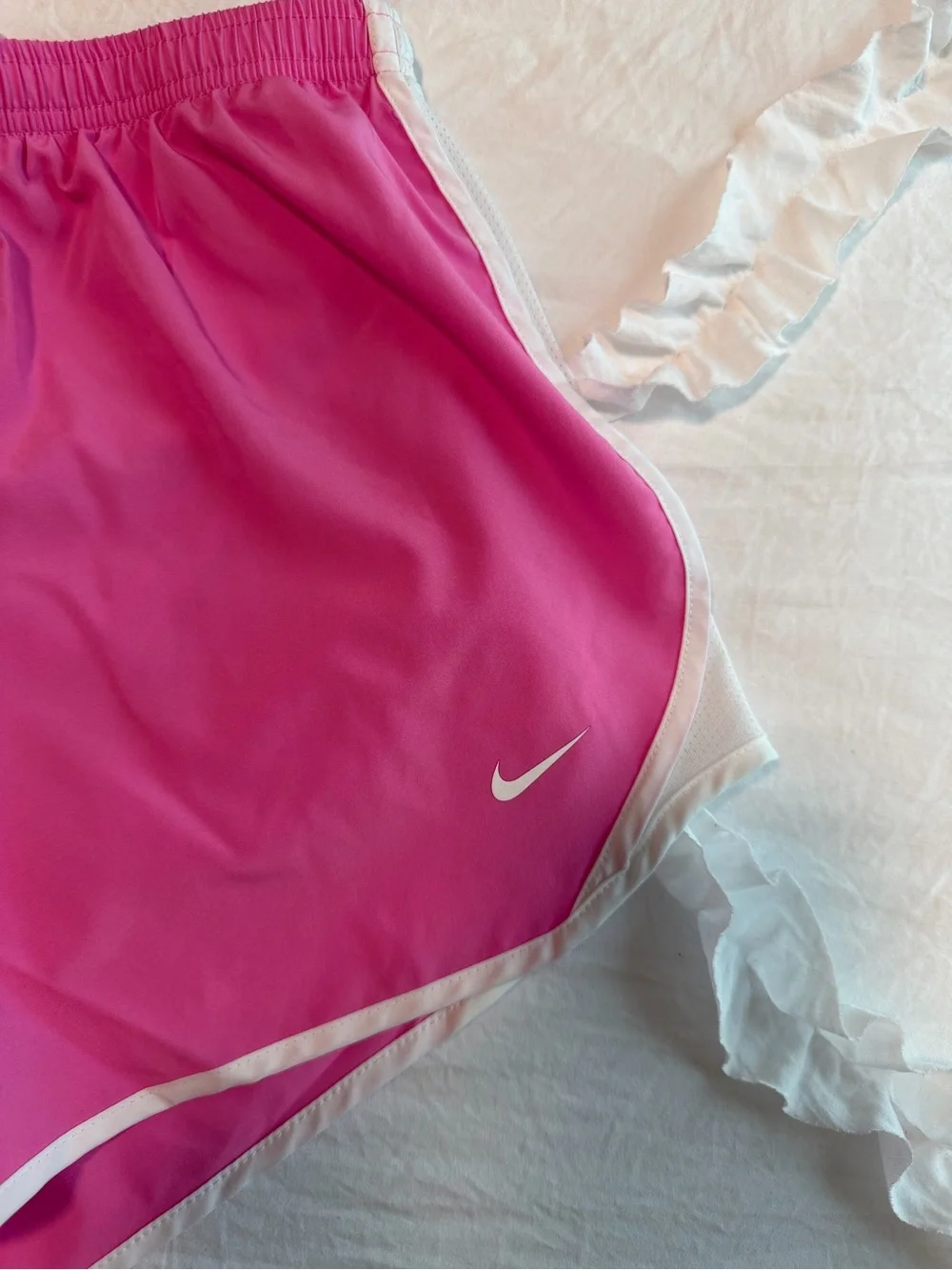Nike Girls Hot Pink Athletic Shorts with White Trim